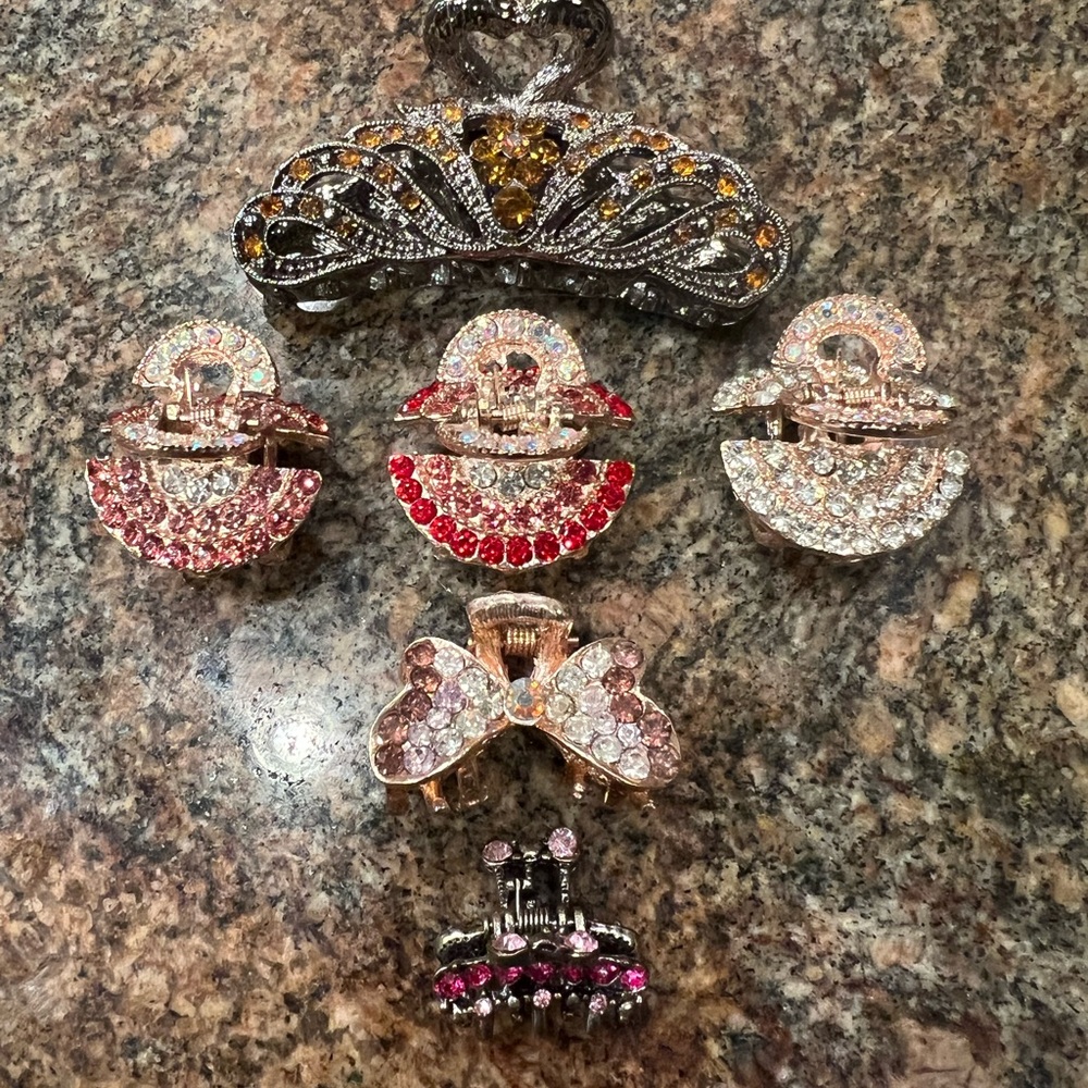 Elegant Multicolor Crystal Hair Clips / Hair Claws Set